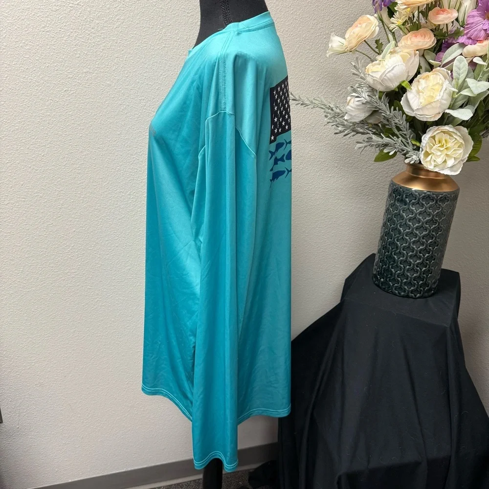 Columbia PFG Turquoise Long Sleeve Performance Fishing Shirt XXL - Picture 3 of 8